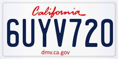 CA license plate 6UYV720
