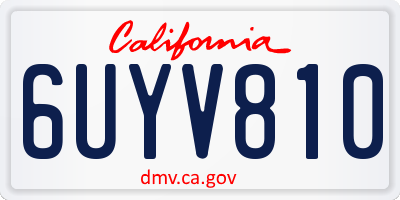 CA license plate 6UYV810