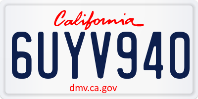 CA license plate 6UYV940