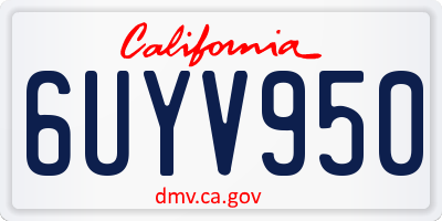 CA license plate 6UYV950