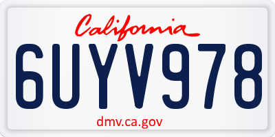 CA license plate 6UYV978