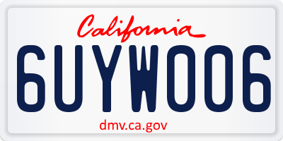 CA license plate 6UYW006