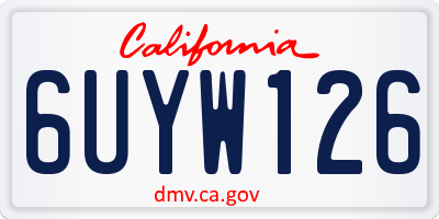 CA license plate 6UYW126