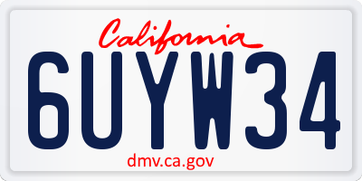 CA license plate 6UYW34