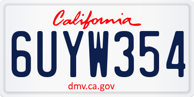 CA license plate 6UYW354