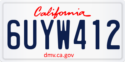 CA license plate 6UYW412