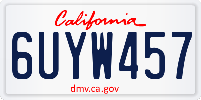 CA license plate 6UYW457