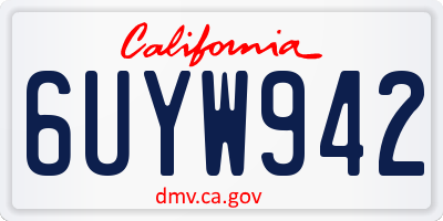 CA license plate 6UYW942