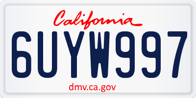 CA license plate 6UYW997