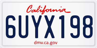 CA license plate 6UYX198