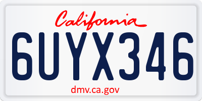 CA license plate 6UYX346