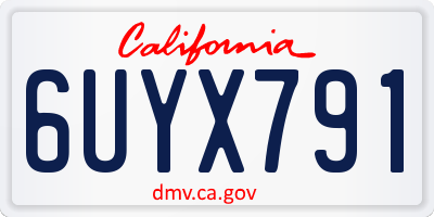 CA license plate 6UYX791