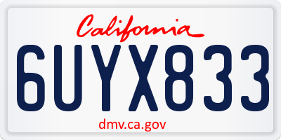 CA license plate 6UYX833