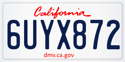 CA license plate 6UYX872