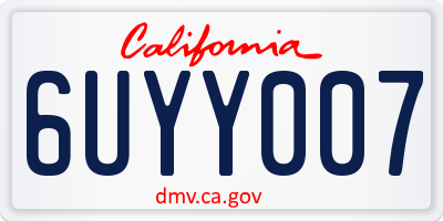 CA license plate 6UYY007