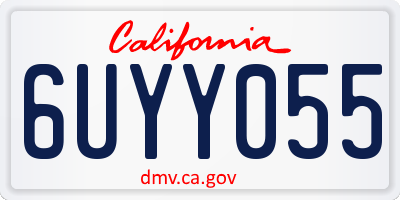 CA license plate 6UYY055