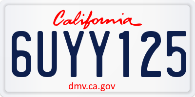 CA license plate 6UYY125