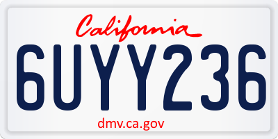 CA license plate 6UYY236