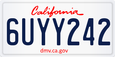 CA license plate 6UYY242