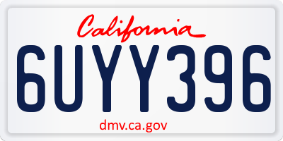 CA license plate 6UYY396