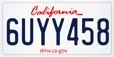 CA license plate 6UYY458