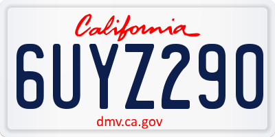 CA license plate 6UYZ290