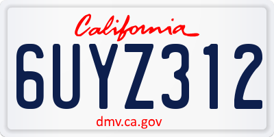 CA license plate 6UYZ312