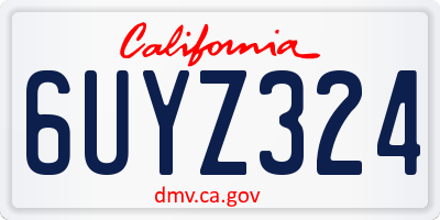 CA license plate 6UYZ324
