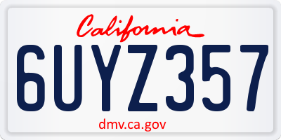 CA license plate 6UYZ357
