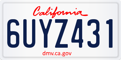 CA license plate 6UYZ431