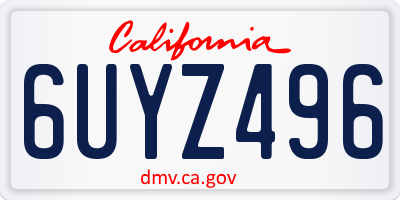 CA license plate 6UYZ496
