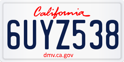 CA license plate 6UYZ538