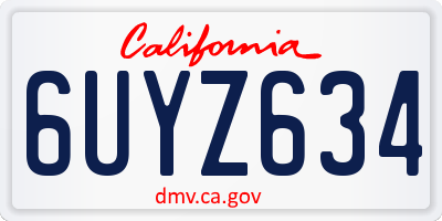 CA license plate 6UYZ634