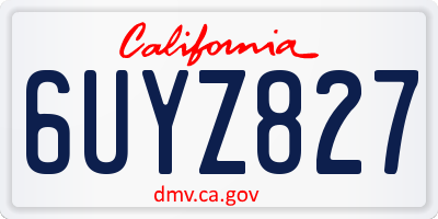 CA license plate 6UYZ827