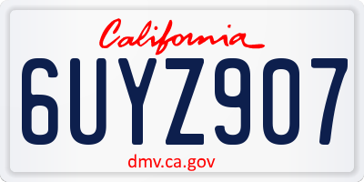 CA license plate 6UYZ907