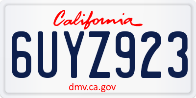 CA license plate 6UYZ923