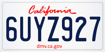 CA license plate 6UYZ927