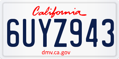 CA license plate 6UYZ943