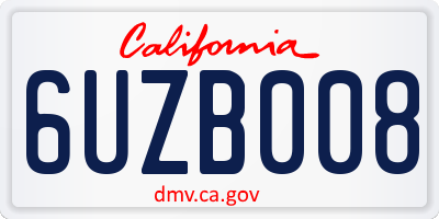 CA license plate 6UZB008