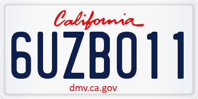 CA license plate 6UZB011