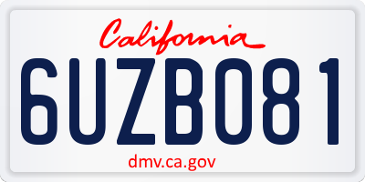 CA license plate 6UZB081