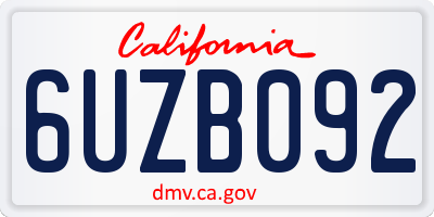 CA license plate 6UZB092