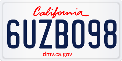 CA license plate 6UZB098