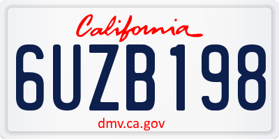 CA license plate 6UZB198