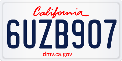 CA license plate 6UZB907