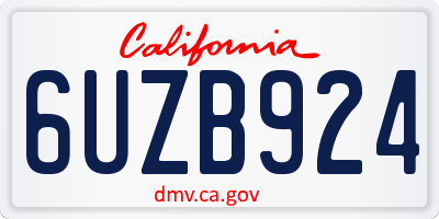CA license plate 6UZB924