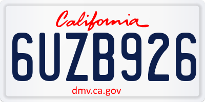 CA license plate 6UZB926