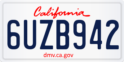 CA license plate 6UZB942