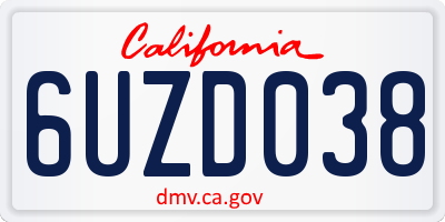 CA license plate 6UZD038