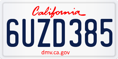 CA license plate 6UZD385